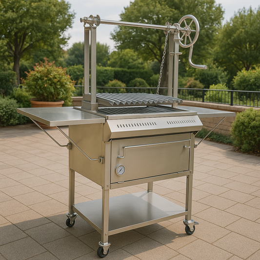 ASADOR CHURRASQUERO CON CAJA CHINA Y SOPORTE