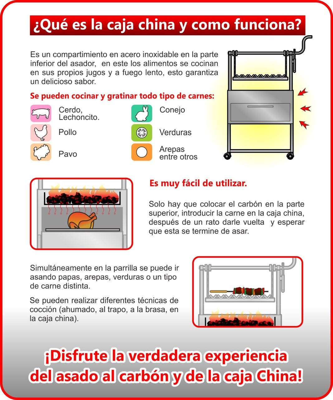 ASADOR CHURRASQUERO CON CAJA CHINA Y SOPORTE