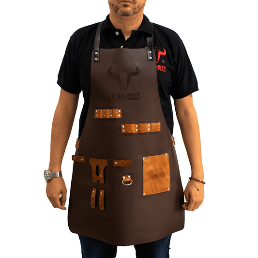 DARK BROWN LEATHER APRON