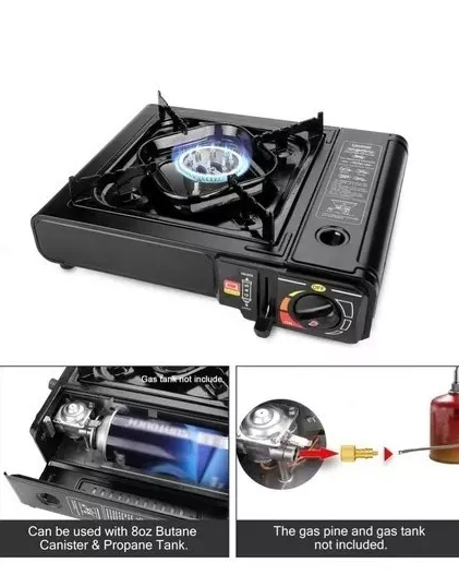 ESTUFA PORTATIL A GAS (PIPETA DESECHABLE O PIPETA TRADICIONAL)