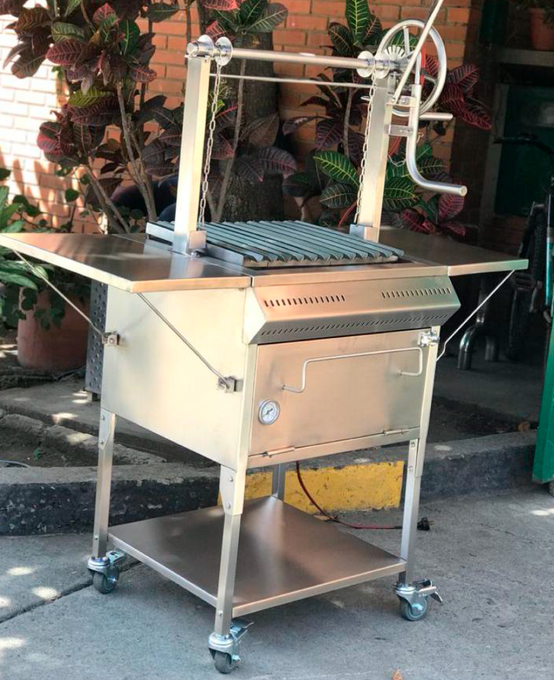 ASADOR CHURRASQUERO CON CAJA CHINA Y SOPORTE