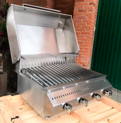 Asador a gas con tapa de lujo de empotrar