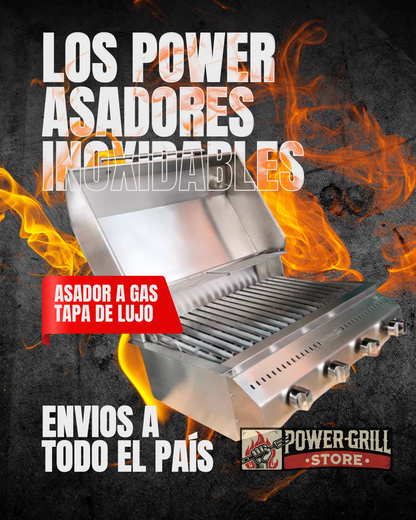 Asador a gas con tapa de lujo de empotrar