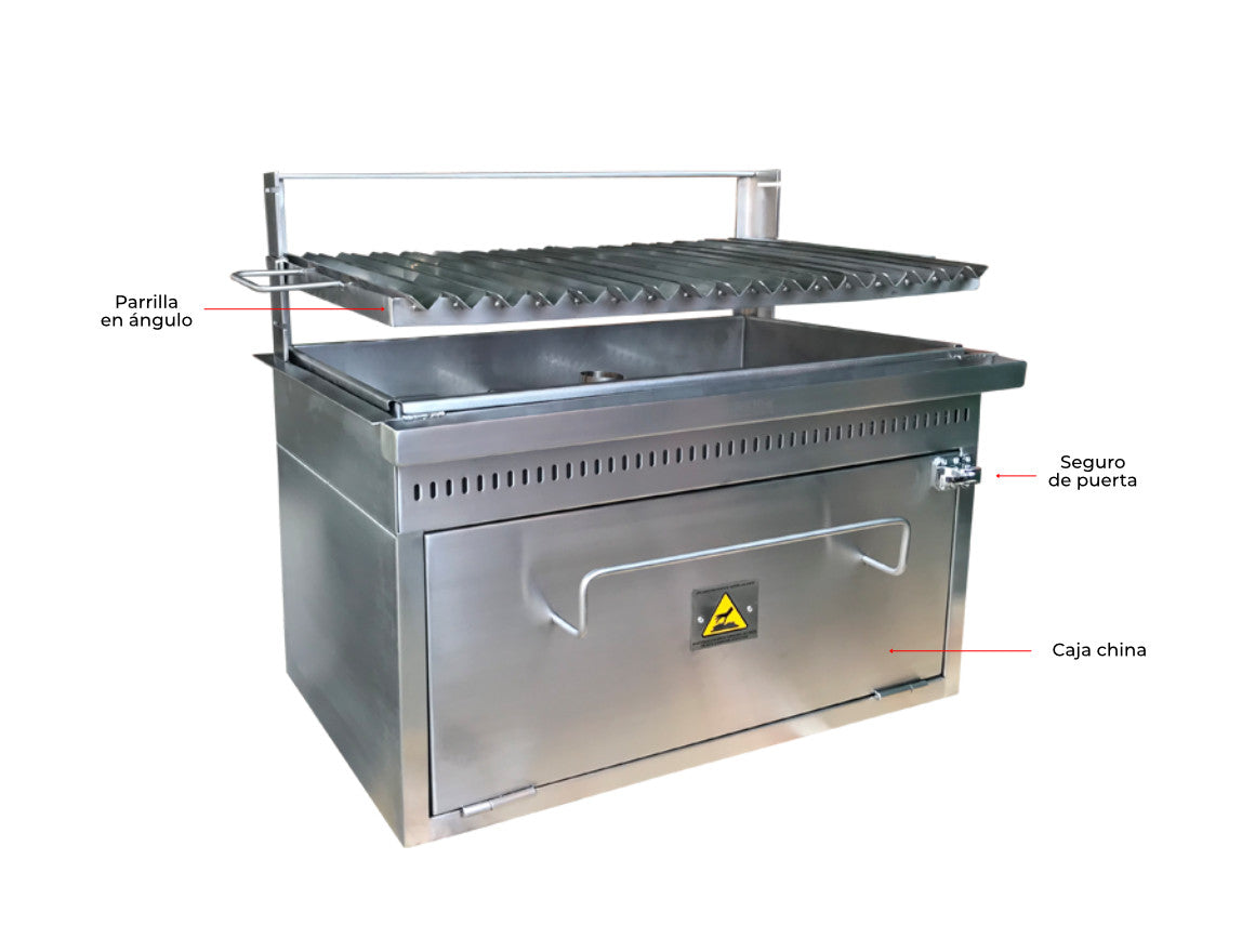 ASADOR PARRILLERO CON CAJA CHINA DE EMPOTRAR (acero inoxidable)