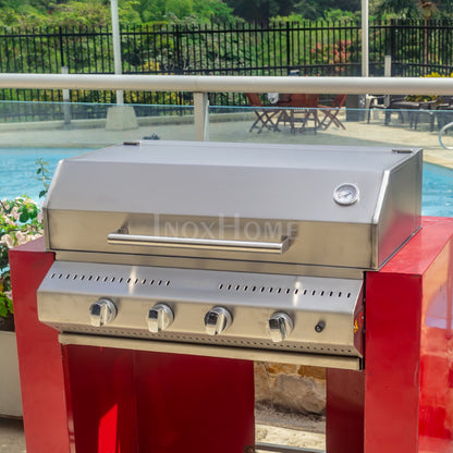 Asador a gas con tapa de lujo de empotrar