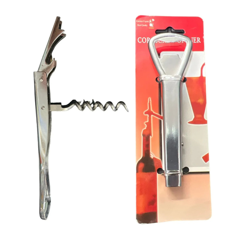 Corkscrew with bottle opener stainless steel